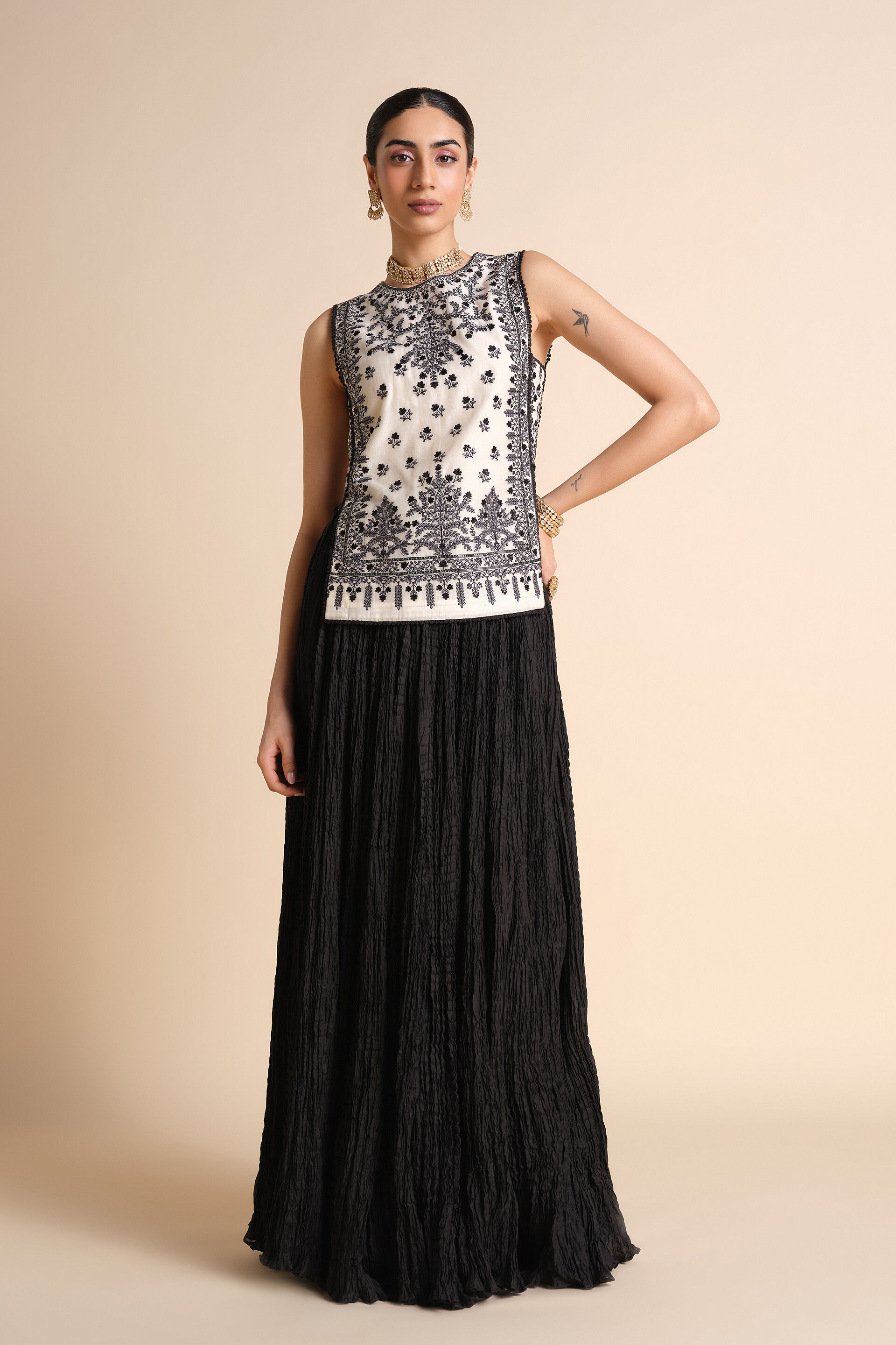 Sawsan Embroidered Skirt Set - White, White, image 6